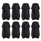 Black Waterproof Hair Salon Cape Professional Barber Cape with Metal Snap Closure Hair Cutting Cape (Black-8 Pack)