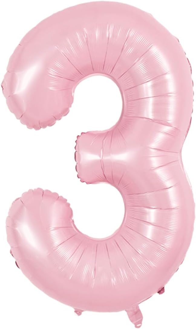 TONIFUL 40 Inch Pastel Pink Number 3 Balloons Large Foil 3rd Birthday Decor | by TONIFUL