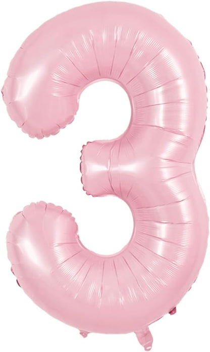 TONIFUL 40 Inch Pastel Pink Number 3 Balloons Large Foil 3rd Birthday Decor | by TONIFUL