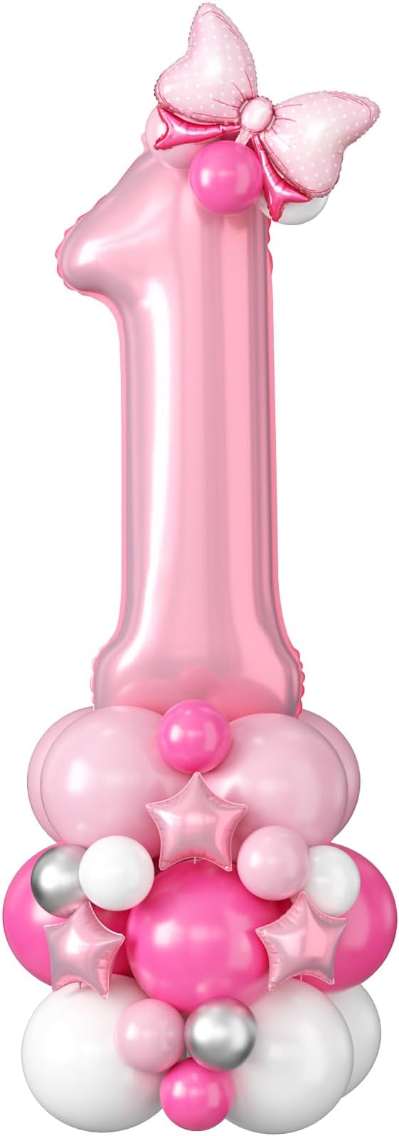 40 Inch Pink Number 1 Balloon for 1st Birthday Decorations Pastel Baby Pink by Domgoge