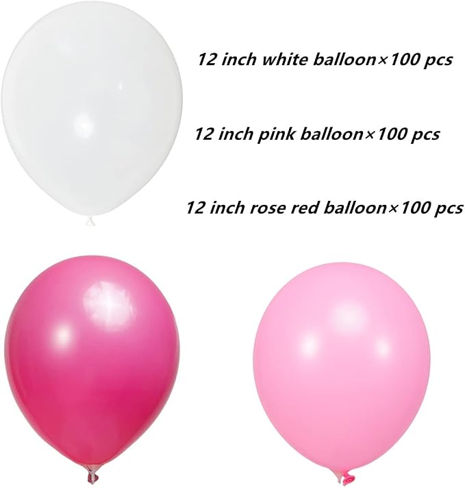 300 Pack Pink and White Balloons 12 inch White Hot Pink Latex Party Balloon Bulk - Image 2