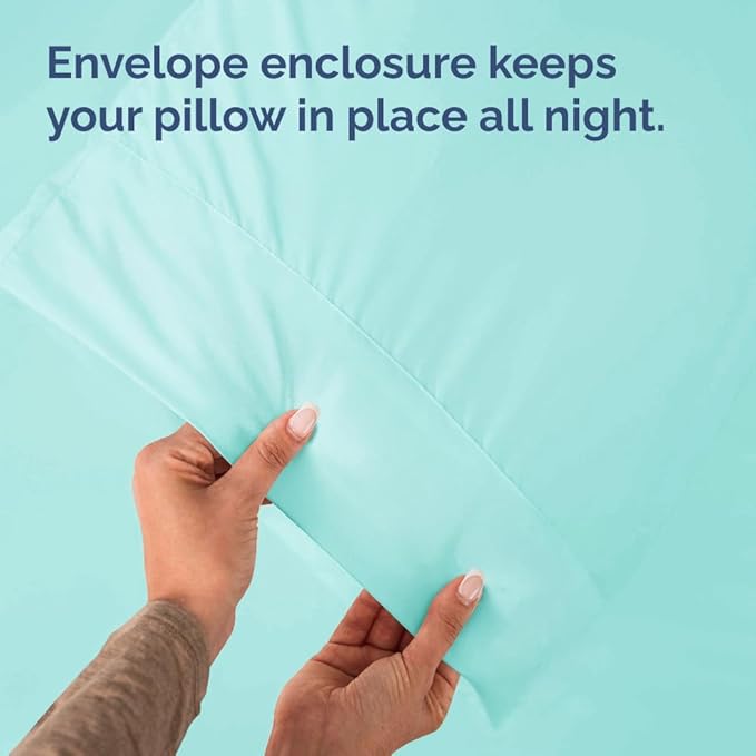 King Pillow Cases - 2 Pack - Super Soft Pillowcase Covers - Envelope Enclosure - Hotel Quality Pillow Protectors - Wrinkle Free, Shrink and Stain Resistant - Machine Washable - 20" x 40" (Spa Blue)
