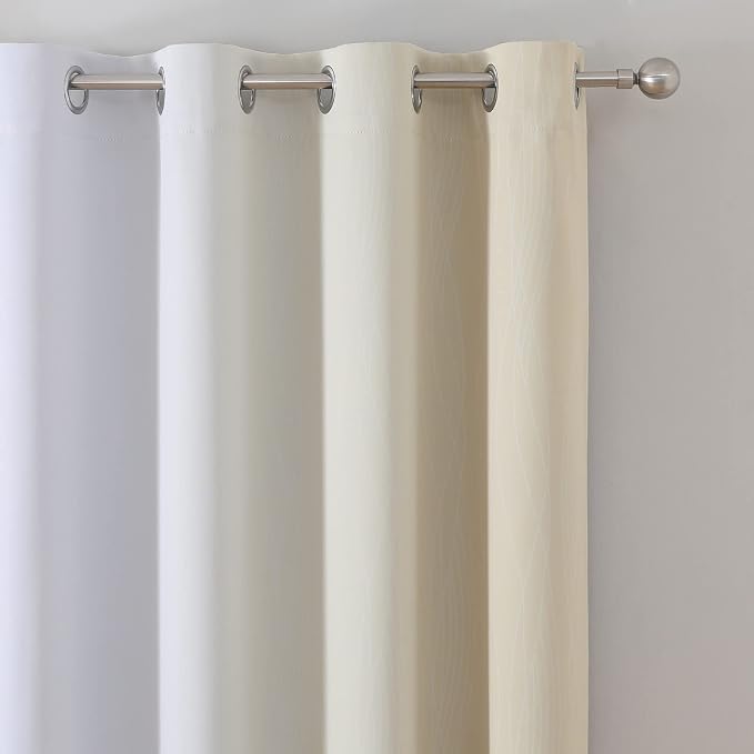 Beige and Greyish White Blackout Curtains - Image 4