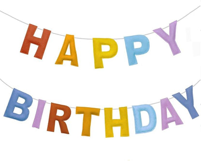 Felt Happy Birthday Banner, Pre-Strung 3D Birthday Rainbow Garland | Reusable by Unknown