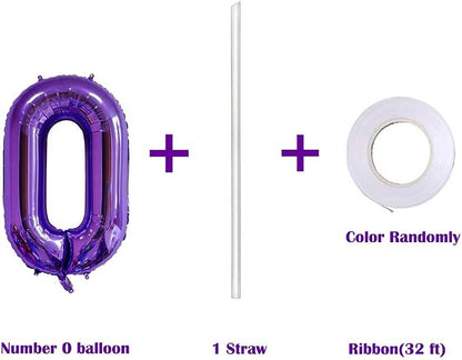 40 Inch Jumbo Purple Number 0 Balloon Giant Balloons Prom Balloons Helium Foil - Image 3