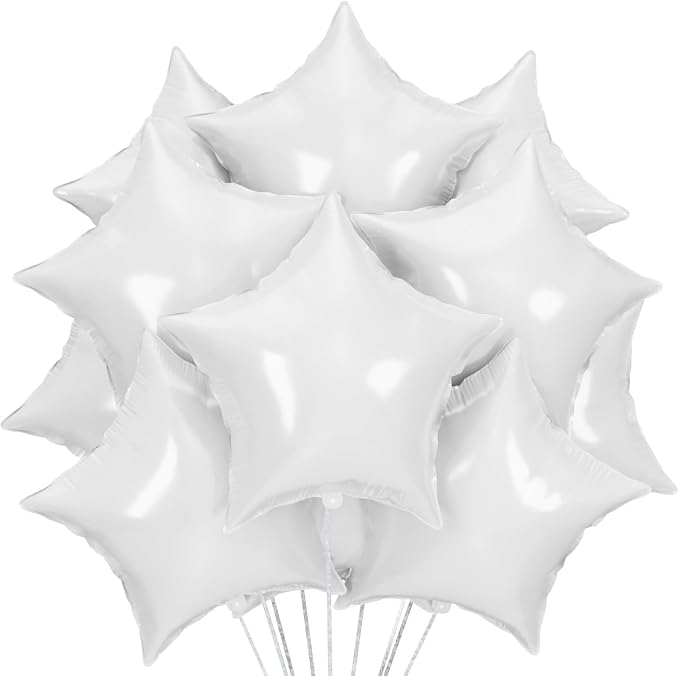 25Pcs White Star Shaped Balloons 18Inch Foil Mylar Balloon Helium | by Unknown