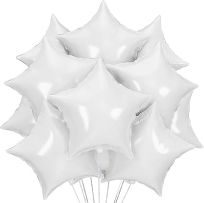 25Pcs White Star Shaped Balloons 18Inch Foil Mylar Balloon Helium | by Unknown