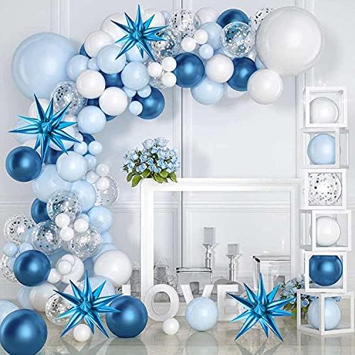 60 PCS Blue Star Balloons, 12 Point Cone Explosion Star Foil Balloons - Image 6