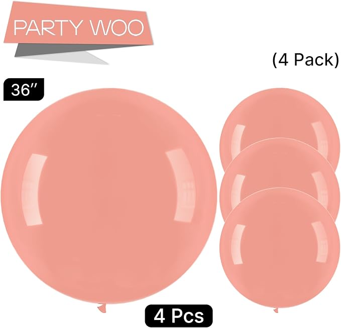 PartyWoo Dusty Pink Balloons 4pcs Dusty Rose Boho Netural Pink Color | 36 Inch - Image 3