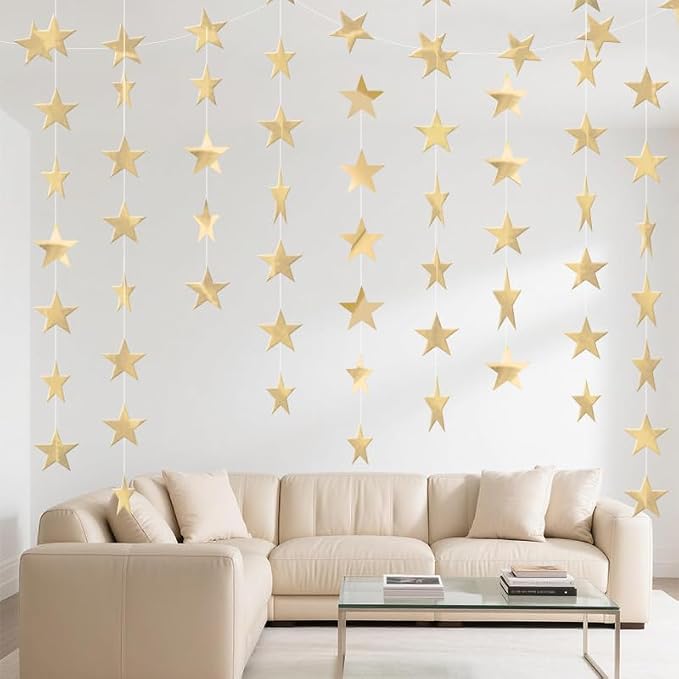 Champagne Shining Star Hanging Garland Champagne Hanging Sparkling Star - Image 3