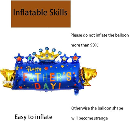 Fathers Trophy Balloons Fathers Foil Balloon Happy Father's Day Balloon Crown - Image 5