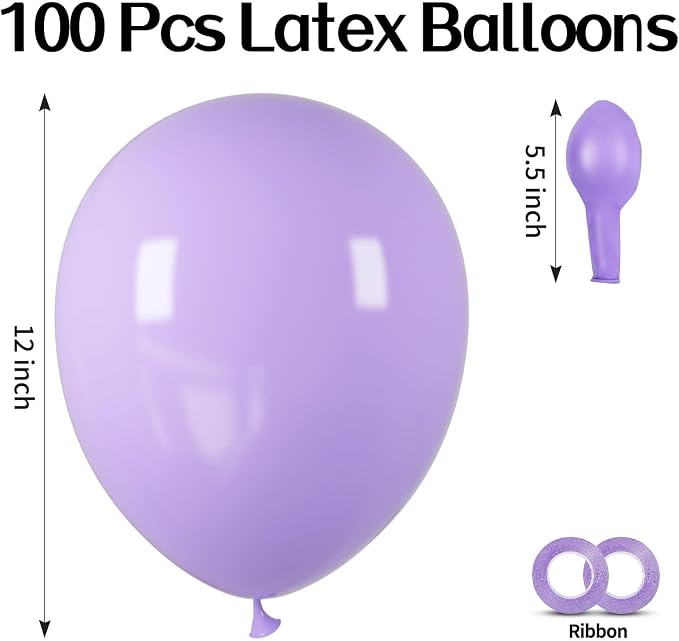 100pcs Pastel Purple Latex Balloons 12 inch | Lavender Light Purple Lilac - Image 2