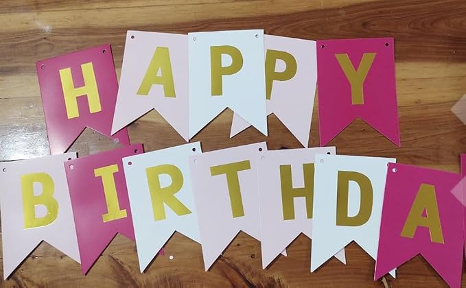 Happy Birthday Banner With Shiny Gold Letters, Swallowtail Design Hanging Signs - Image 2