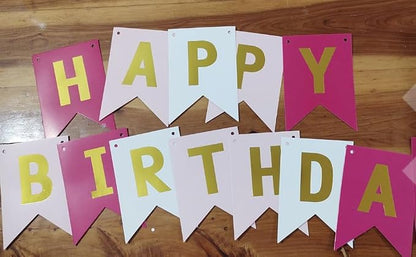 Happy Birthday Banner With Shiny Gold Letters, Swallowtail Design Hanging Signs - Image 2