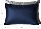 Mulberry Silk Pillowcase for Hair and Skin, Luxury Double Sided Pure Silk Pillowcase, 29x19 Inches, 1Pc (Navy Blue)