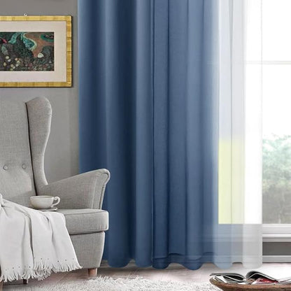 DWCN Blue Ombre Faux Linen Sheer Curtains - Image 7