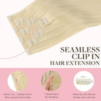 GOO GOO Clip in Hair Extensions Real Human Hair, Remy Human Hair Extensions Clip ins for Women, Natural Human Hair, 20inch 110g 7Pcs, 60A Platinum Blonde