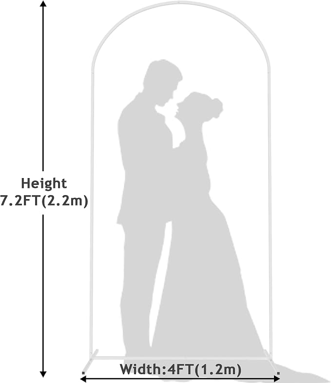 7.2FT Arch Backdrop Stand White Metal Wedding Arch Backdrop Stand | Metal - Image 2