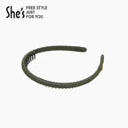 SHE'S FREE STYLE JUST FOR YOU Upgraded Classic Thin Headbands for Women, Non-Slip Polyester & Plastic Hair Bands with Teeth for Strong Hold Grip, Durable Hair Accessories (Green-D0, Upgrade)