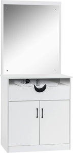 BarberPub Backwash Shampoo Bowl Sink Chair Station with Mirror Salon Styling Cabinet Spa Equipment 3130 (White)