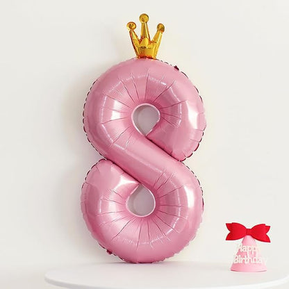 40 Inch Crown Pink Number 8 Balloon, Big Conjoined Light Pink Foil Mylar Helium - Image 6