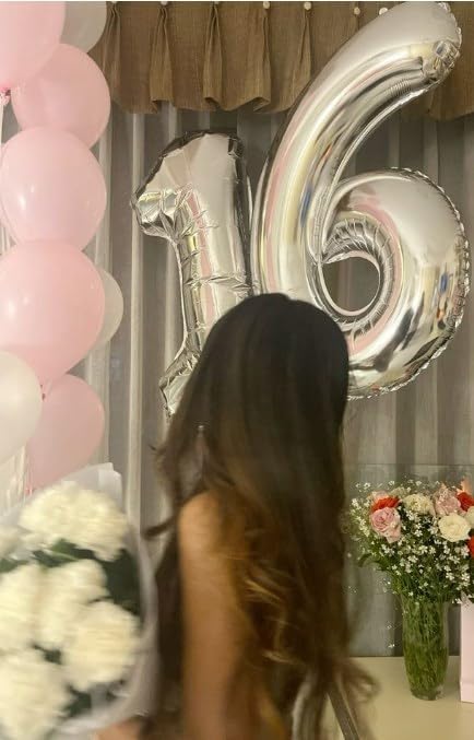 40 Inch Silver Mylar Foil Number 26 Birthday Balloon, Digital Balloons - Image 7