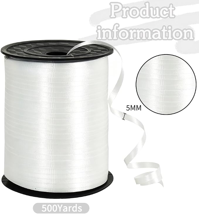 BEISHIDA 500 Yards Matte White Curling Ribbon Balloon String Crimped Ribbons - Image 2
