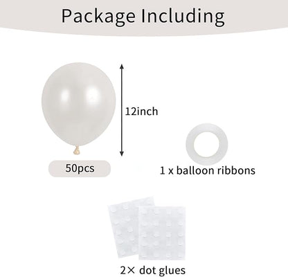 50pcs Pearl White Balloons, 12inch Pearl Ivory Latex Helium Balloons | - Image 3