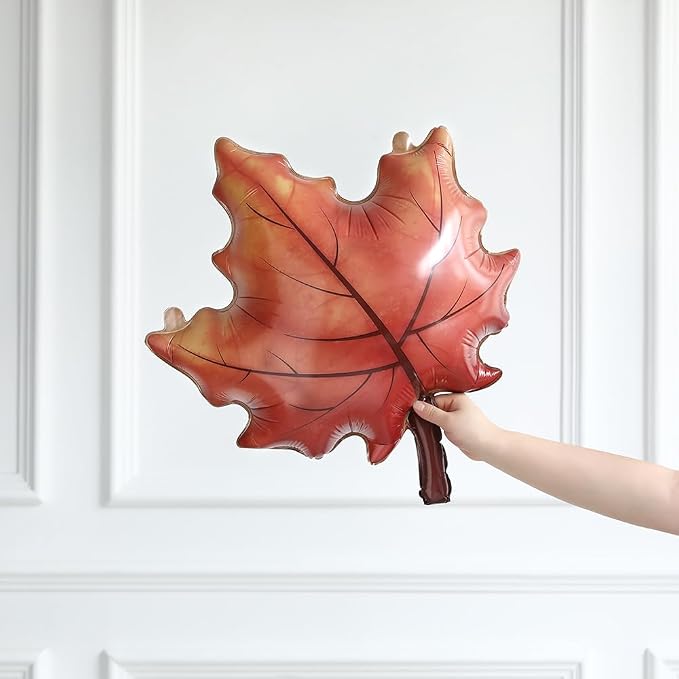 Fall Thanksgiving Balloon 4 Pieces Orange Maple Pumpkin Foil Balloons | - Image 4