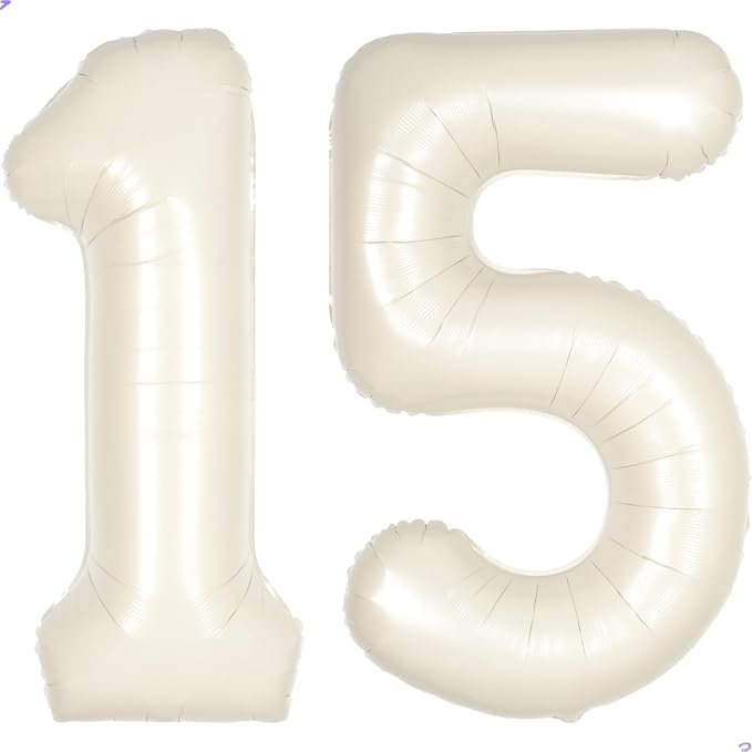 Cream White Number 15 51 Balloon by Unknown