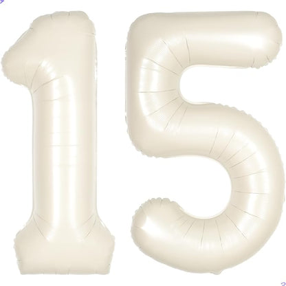Cream White Number 15 51 Balloon by Unknown