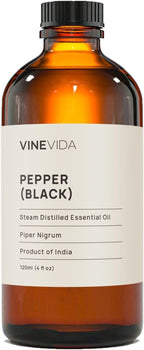 VINEVIDA Black Pepper Essential Oil 4 oz - Undiluted Candle Oil Scent for DIY Candlemaking - Bulk Oil for Soap Making Safe for Skin