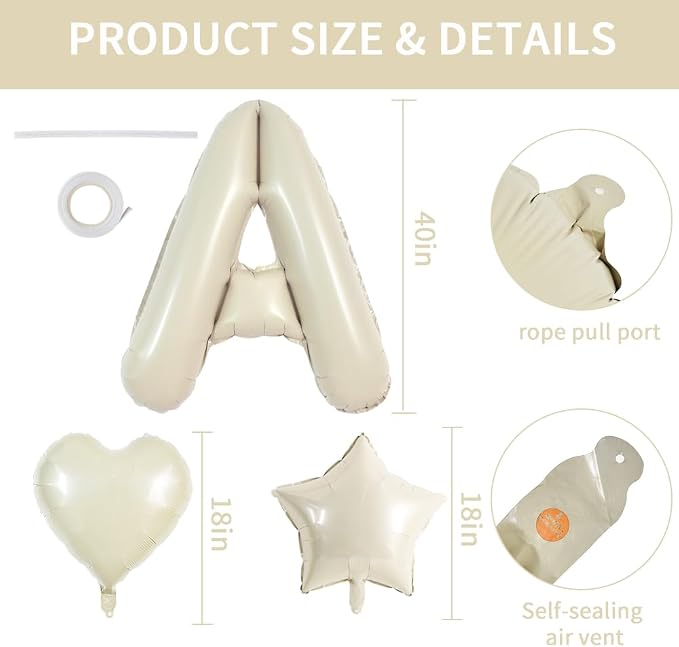 TONIFUL Baby Party Decorations, 40 Inch Cream White Baby Foil Letter Balloons - Image 2