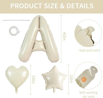 TONIFUL Baby Party Decorations, 40 Inch Cream White Baby Foil Letter Balloons - Image 2