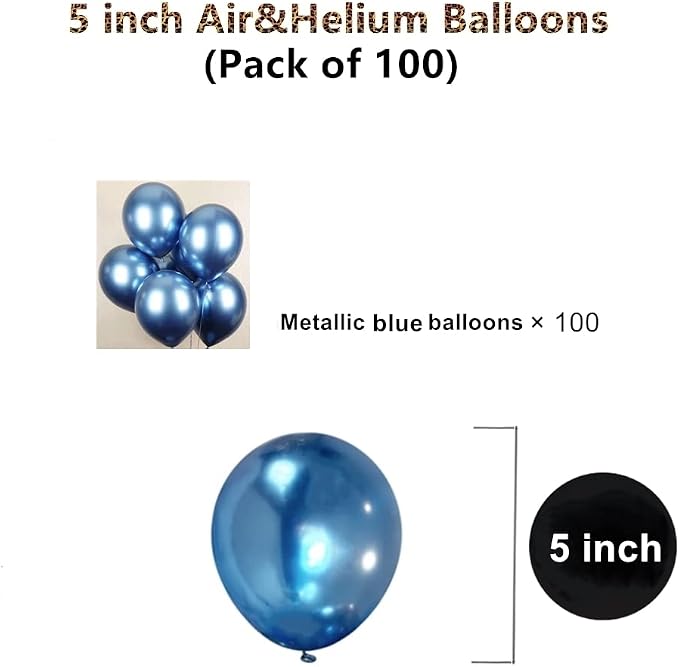 5 inch Metallic Blue Balloons - Image 2