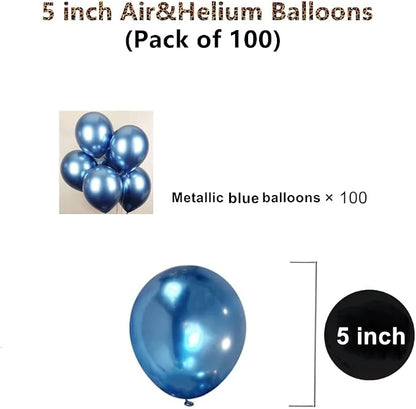 5 inch Metallic Blue Balloons - Image 2