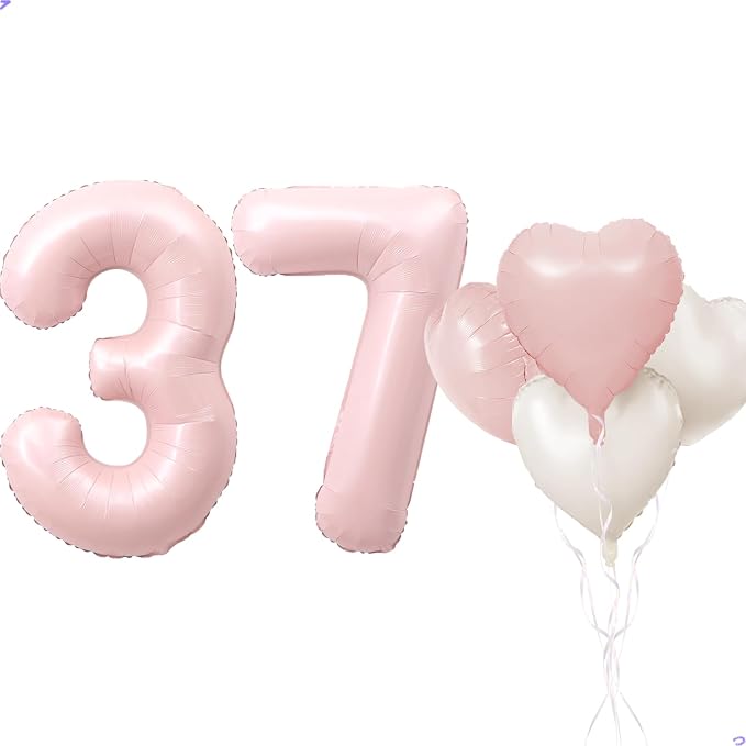Pink 37 Balloon Number Pastel Pink 37th Birthday Party Decorations by Unknown