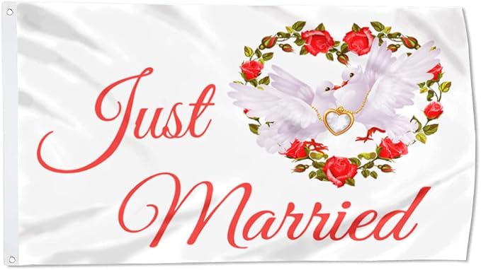 Just Married Flag Banner Outdoor Indoor Decoration Flag 3x5Feet Double Stitched by Cayyon