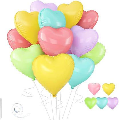 5 Colors Heart Balloons，18 Inch Color of Macaron Foil Mylar Love Heart Shaped by Wuhetyo