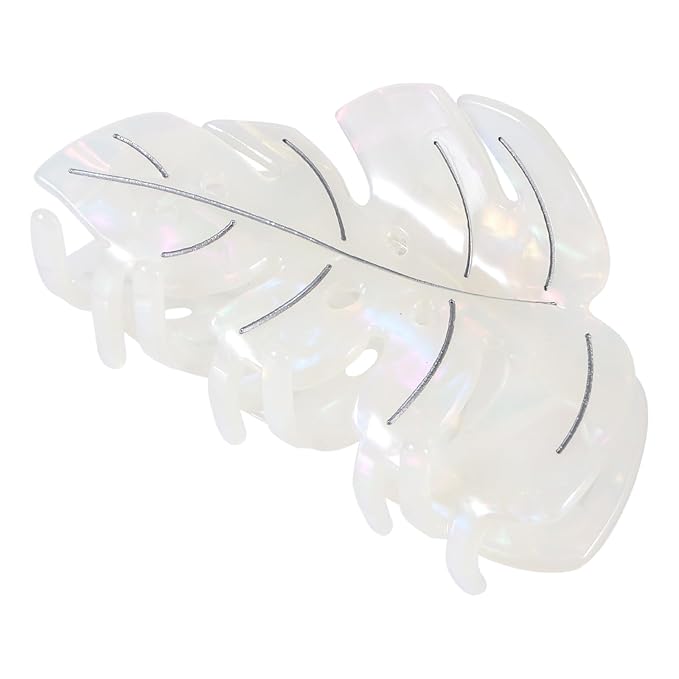 White Leaf Hair Claw Clip 3.5 Inch Strong Hold Hair Grip Clip French Design Women Girls Hair Accessories for Thick Thin Hair
