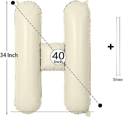 Letter Balloon 40Inch Cream White Big Alphabet Balloons Letter H | Giant Foil - Image 2