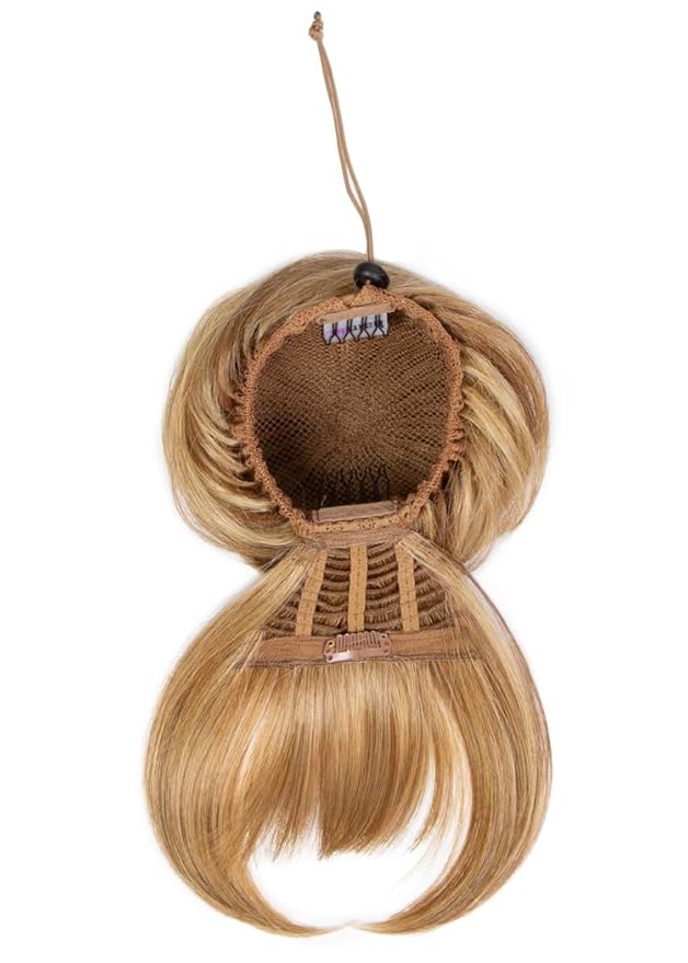 Hairuwear Hairdo Trendy Fringe and Bun Hairpiece With Fashionable Bangs and Side Piece, SS19/23 Rooted Biscuit