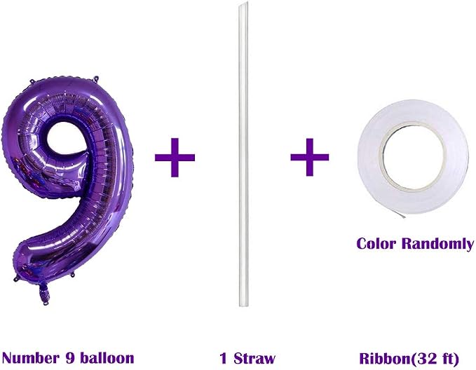 40 Inch Jumbo Purple Number 9 Balloon Giant Balloons Prom Balloons Helium Foil - Image 3