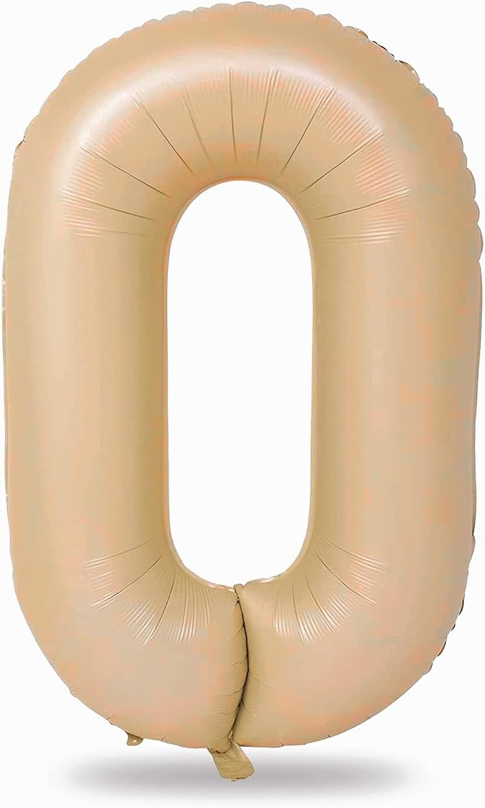 Nude 0 Balloons, 40 Inch Large Tan Foil Number Balloons Set 0-9, Self Inflating by Lingqiang