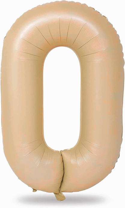 Nude 0 Balloons, 40 Inch Large Tan Foil Number Balloons Set 0-9, Self Inflating by Lingqiang