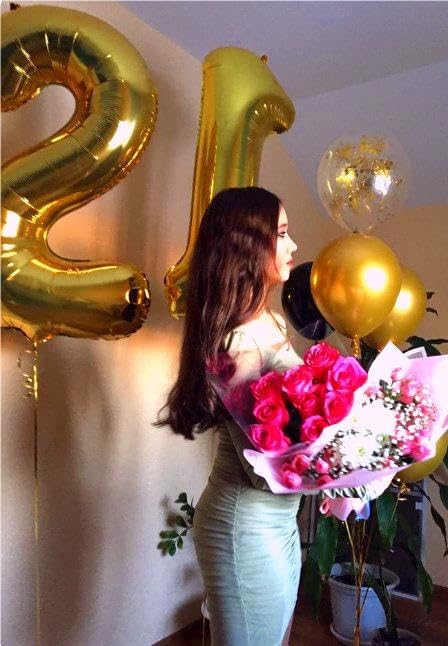 Big 40 Inch Gold 2 Number Balloon Birthday Decoration, Number 2 Helium Balloons - Image 4