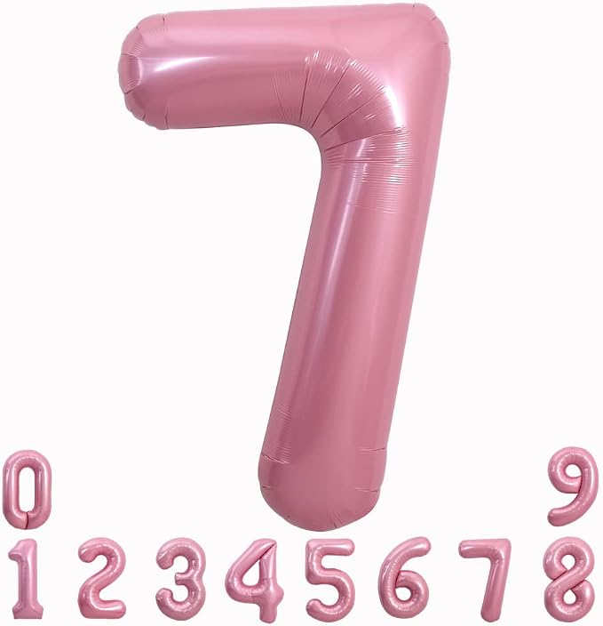 TONIFUL 40 Inch Pink Number 7 Balloons Large Foil 7th Birthday Decorations | by TONIFUL