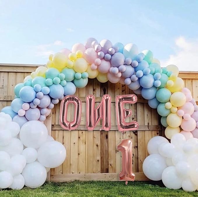 4 Pcs One Balloon Set 40 Inch ONE Letter Balloon and 1 Number Balloon Big Rose - Image 2
