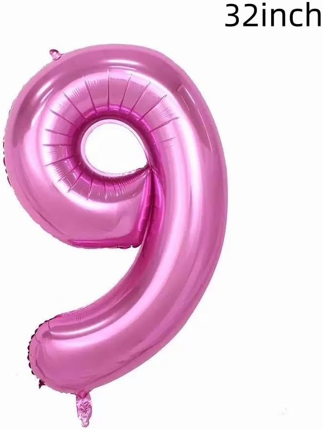 32 inch Pink Number 9 Balloons，9th Large Foil Balloons Pink Decorations - Image 4