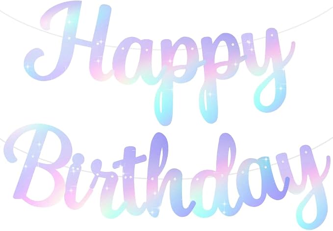 BEISHIDA Iridescent Happy Birthday Banner Party Decoration NO DIY, 10Feet | by Beishida